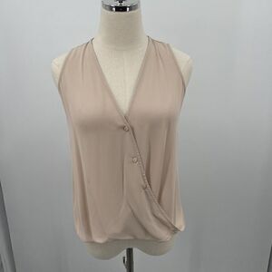 Chelsea 28 womans blouse XS faux wrap cream silky sleeveless oversize BoxI